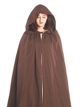 HERO Braun - Mittelalterlicher Wikinger-Umhang mit Kapuze für Damen